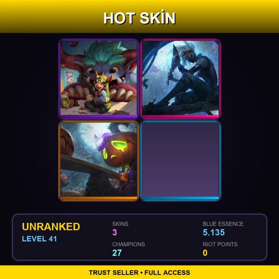 LAS | Lv41 | Unranked | 3 Skin | 27 Champ — LoL account