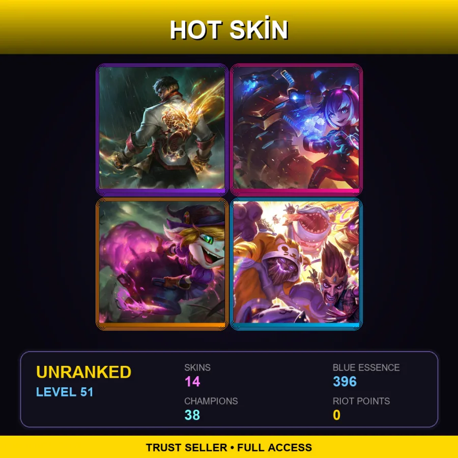 EUW | Lv51 | Unranked | 14 Skin | 38 Champ — LoL account