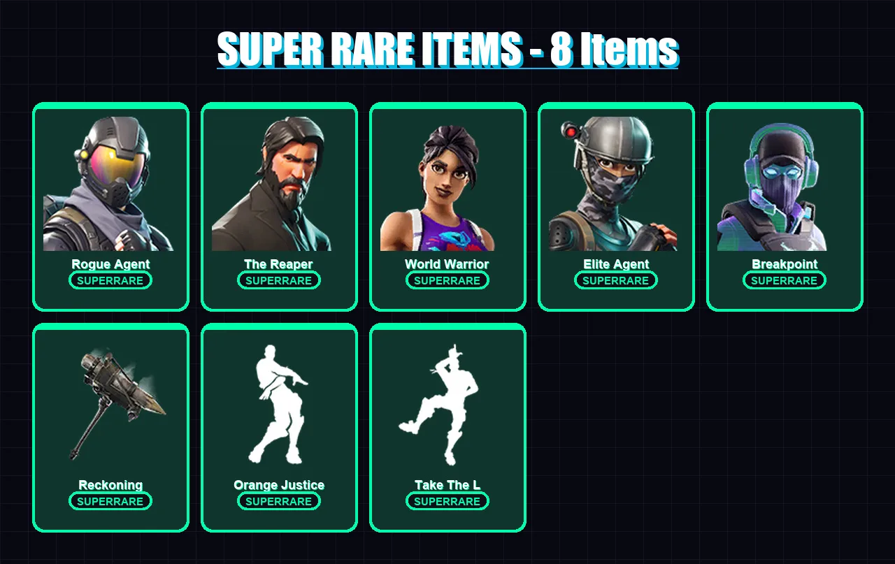 [PC/XBOX/PSN] | Rogue Agent | The Reaper | World Warrior | Elite Agent | Breakpoint | 54 skin | 30 pickaxe | 59 emote | 39 glider | Lv537 — Fortnite account