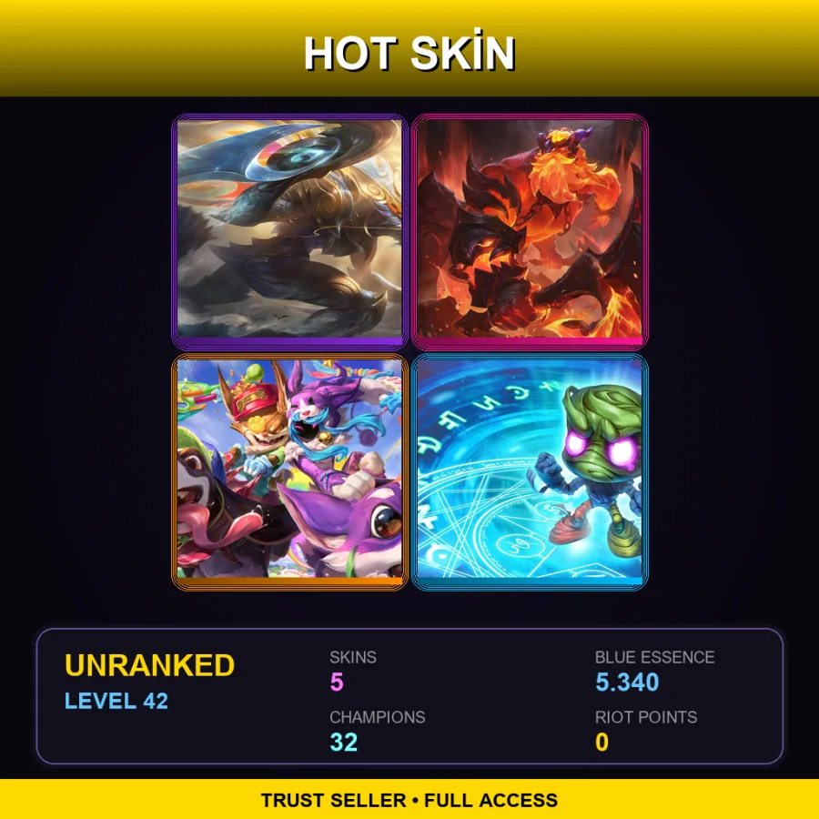 EUW | Lv42 | Unranked | 5 Skin | 32 Champ — Empyrean Lux