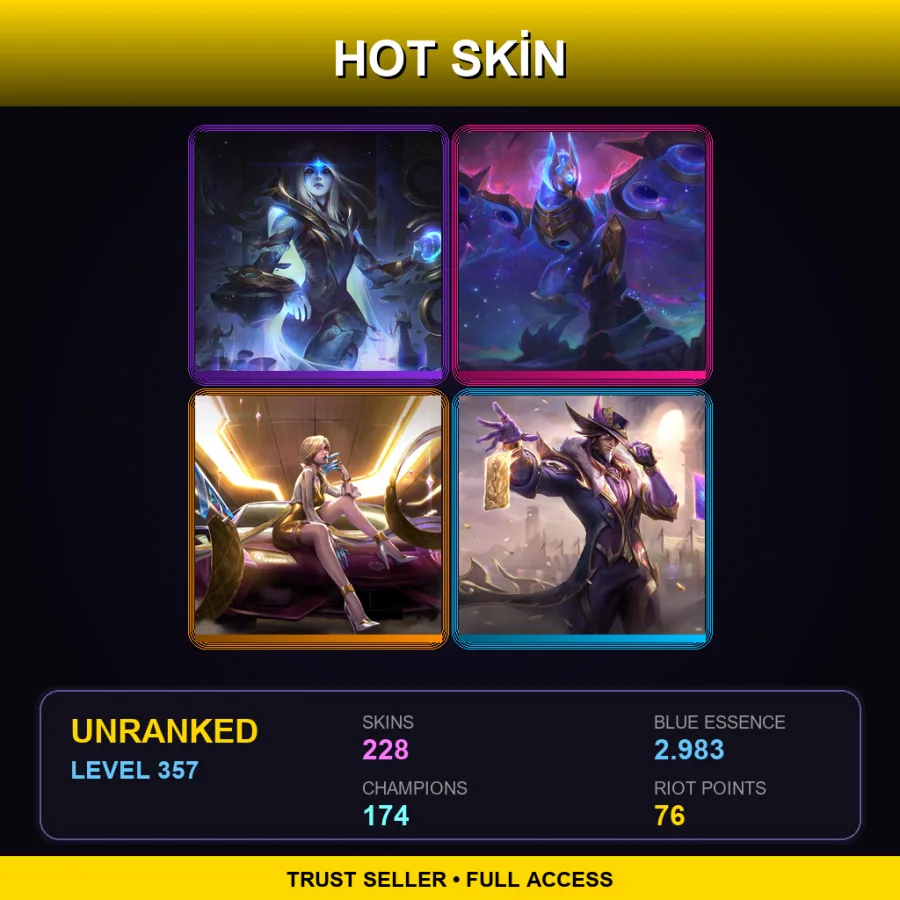 EUNE | Lv357 | Unranked | 228 Skin | 174 Champ — Woad Ashe