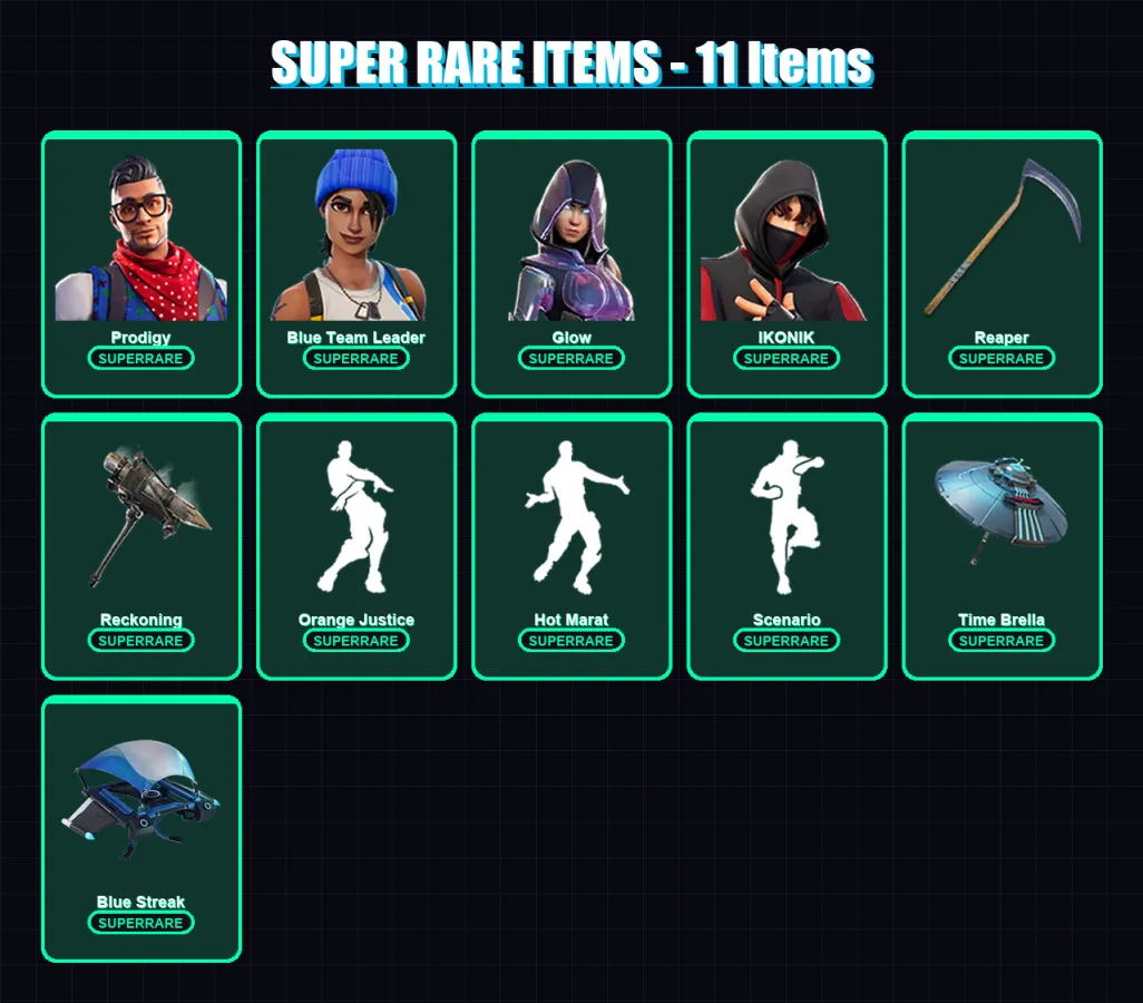 [PC/XBOX] | Prodigy | Blue Team Leader | Glow | IKONIK | The Prisoner | 97 skin | 70 pickaxe | 77 emote | 76 glider | Lv1079