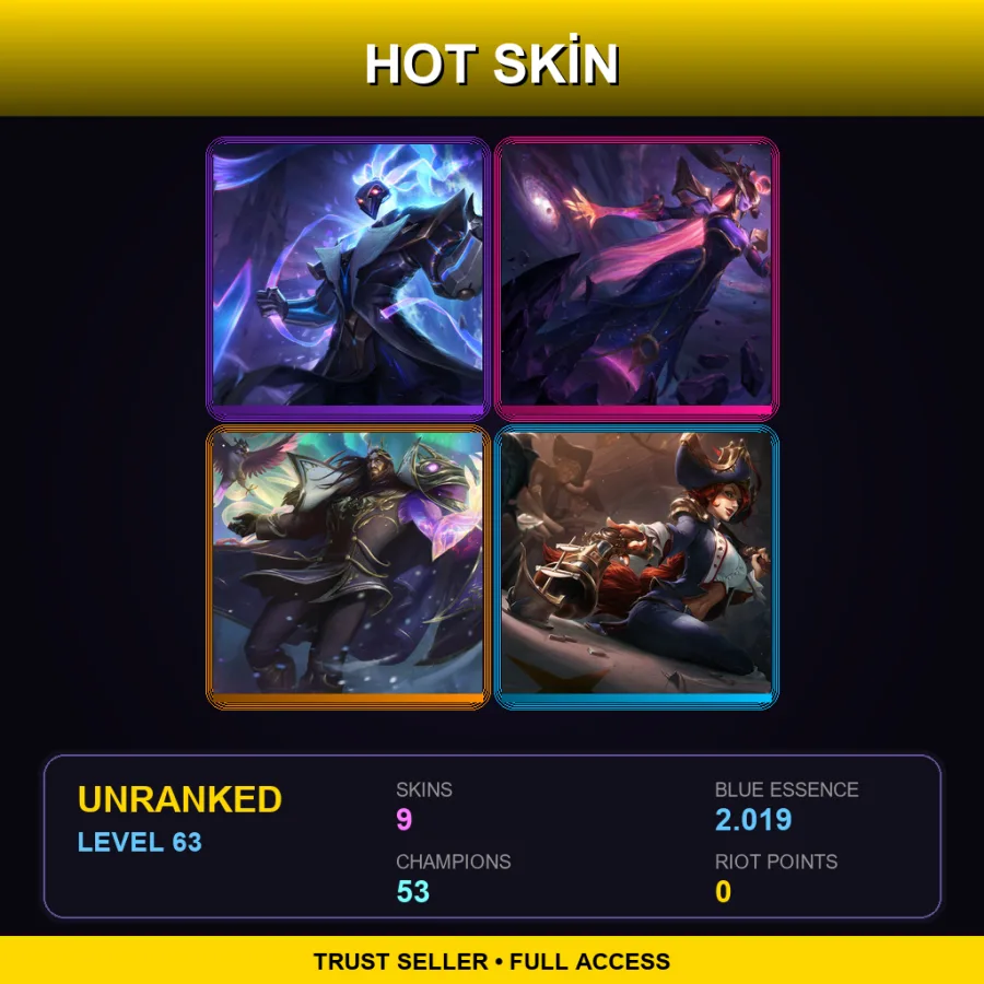 EUW | Lv63 | Unranked | 9 Skin | 53 Champ — Marauder Ashe