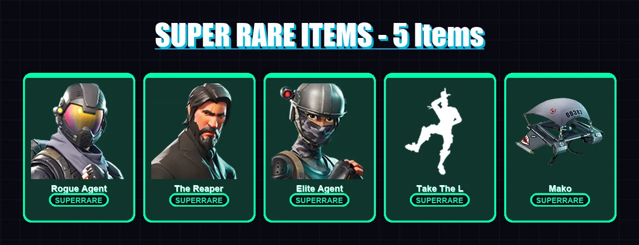 [PC/XBOX/PSN] | Rogue Agent | The Reaper | Elite Agent | Love Ranger | Carbide | 10 skin | 5 pickaxe | 12 emote | 7 glider | Lv136