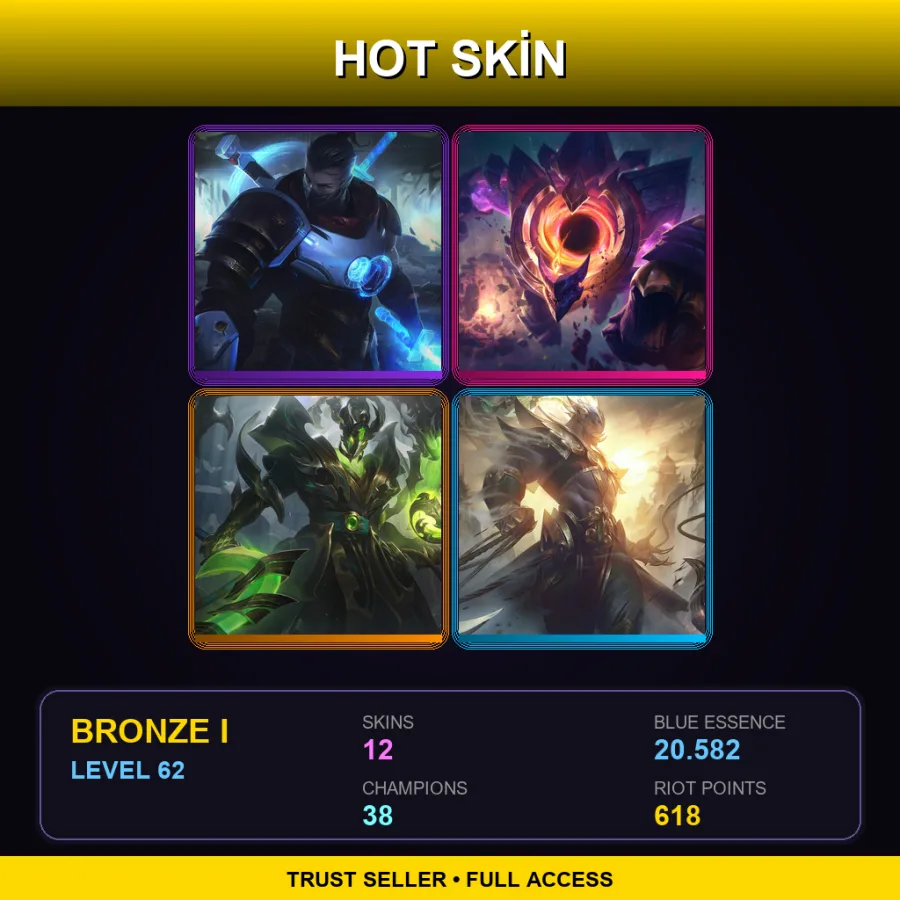 EUW | Lv62 | Bronze I | 12 Skin | 38 Champ