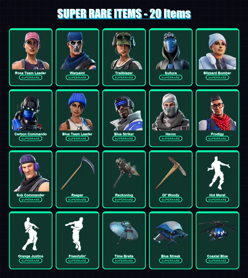 [PC/XBOX] | Rose Team Leader | Warpaint | Trailblazer | Sultura | Blizzard Bomber | 166 skin | 170 pickaxe | 176 emote | 147 glider | Lv1947