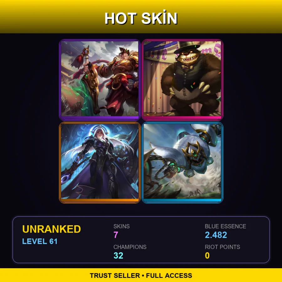 LAN | Lv61 | Unranked | 7 Skin | 32 Champ