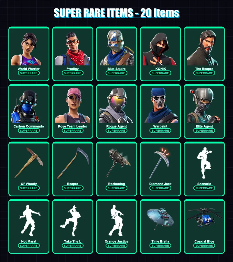 [PC/XBOX/PSN] | World Warrior | Prodigy | Blue Squire | IKONIK | The Reaper | 191 skin | 191 pickaxe | 220 emote | 162 glider | Lv2139