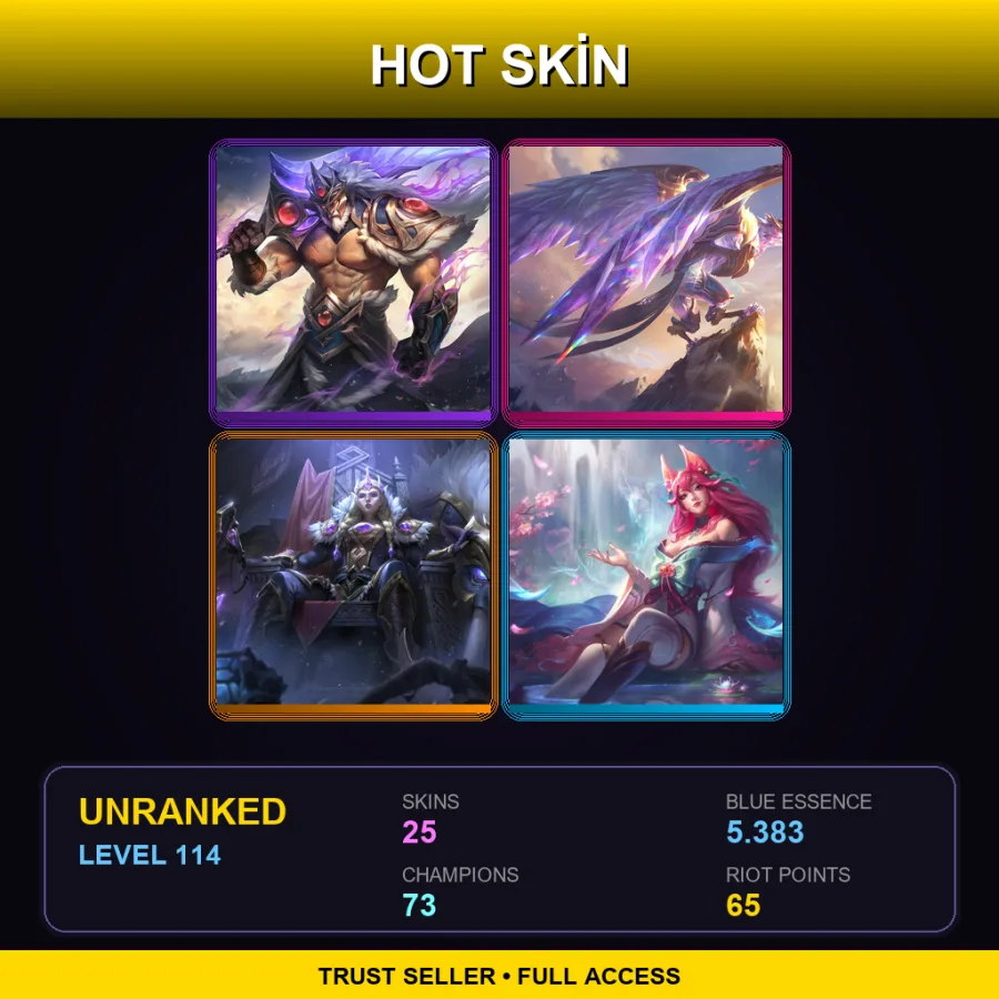 EUNE | Lv114 | Unranked | 25 Skin | 73 Champ