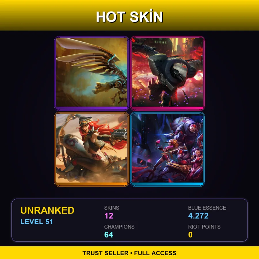 VN | Lv51 | Unranked | 12 Skin | 64 Champ — LoL account