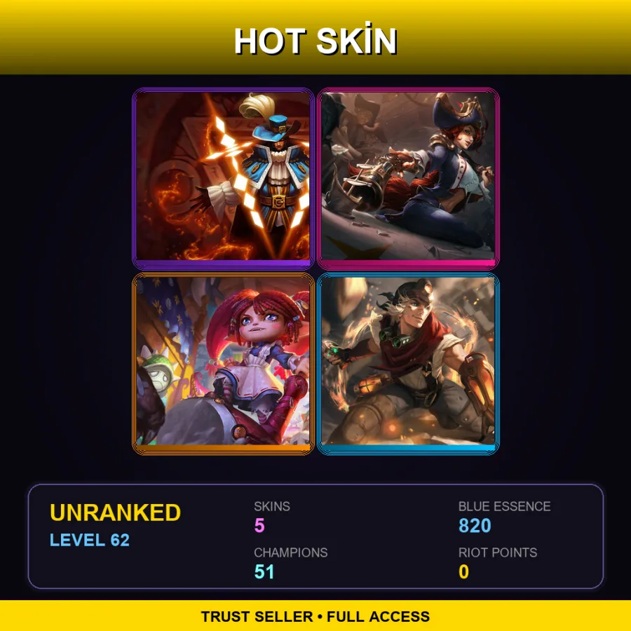 LAS | Lv62 | Unranked | 5 Skin | 51 Champ