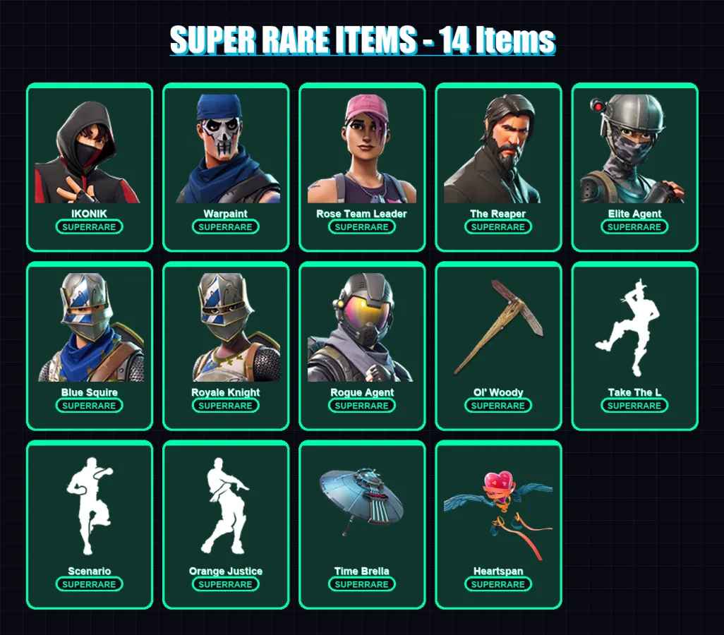 [PC/XBOX/PSN] | IKONIK | Warpaint | Rose Team Leader | The Reaper | Elite Agent | 106 skin | 151 pickaxe | 121 emote | 119 glider | Lv1703 — Fortnite account