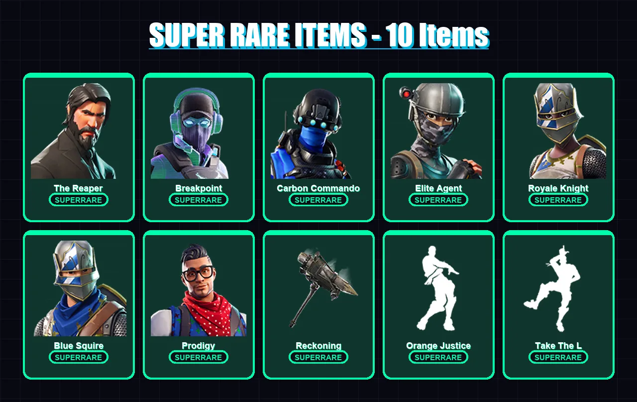 [PC/XBOX/PSN] | The Reaper | Breakpoint | Carbon Commando | Elite Agent | Royale Knight | 44 skin | 28 pickaxe | 46 emote | 35 glider | Lv457