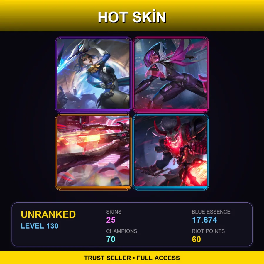 EUW | Lv130 | Unranked | 25 Skin | 70 Champ