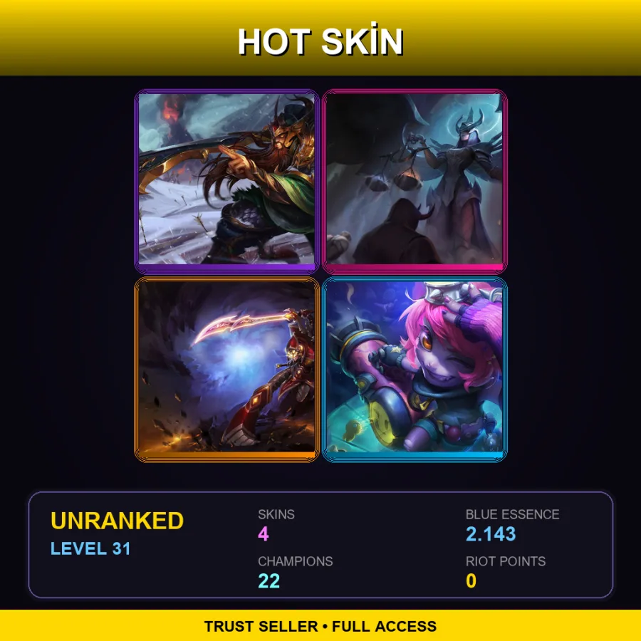 NA | Lv31 | Unranked | 4 Skin | 22 Champ
