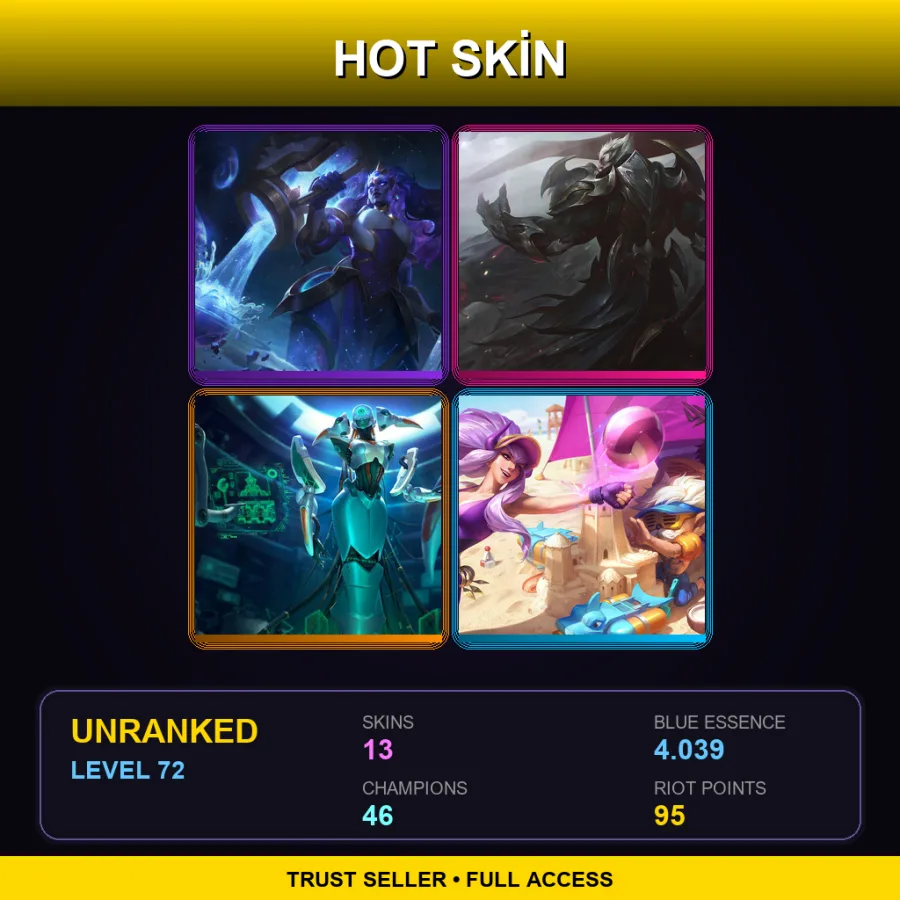 TR | Lv72 | Unranked | 13 Skin | 46 Champ — Unranked / Smurf League of Legends