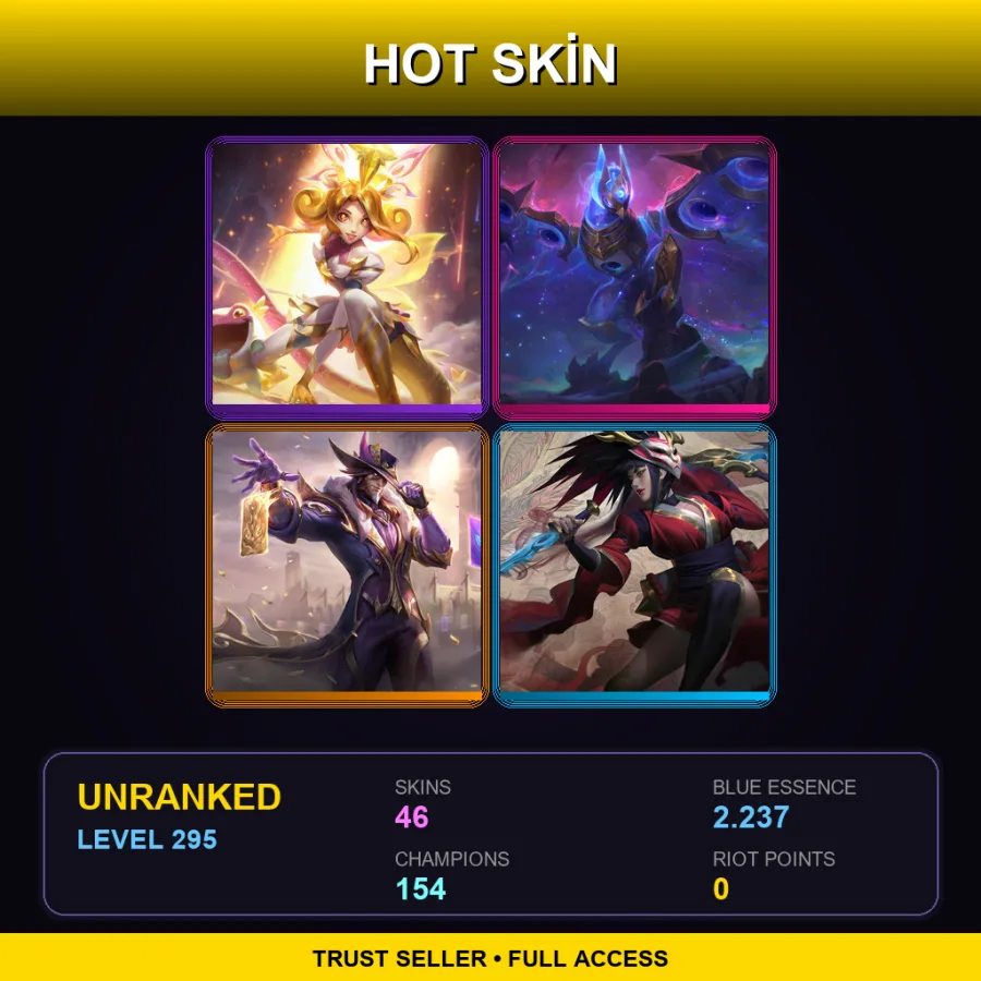 LAS | Lv295 | Unranked | 46 Skin | 154 Champ — Prestige Star Guardian Neeko