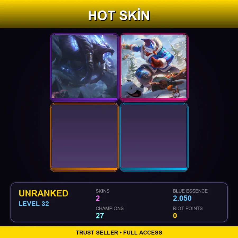 EUW | Lv32 | Unranked | 2 Skin | 27 Champ