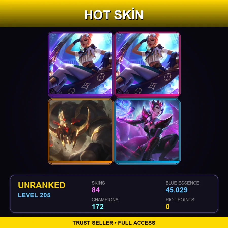 LAS | Lv205 | Unranked | 84 Skin | 172 Champ — Loch Ness Cho Gath