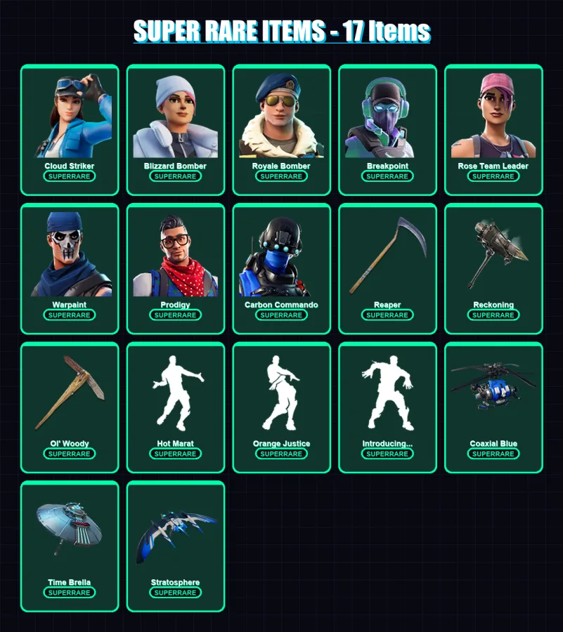 [PS4/PS5/XBOX/PC] | Cloud Striker | Blizzard Bomber | Royale Bomber | 129 skin | Lv1310