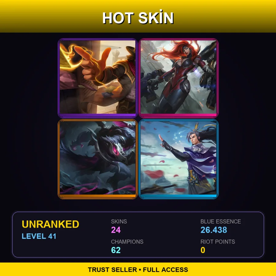 VN | Lv41 | Unranked | 24 Skin | 62 Champ — LoL account
