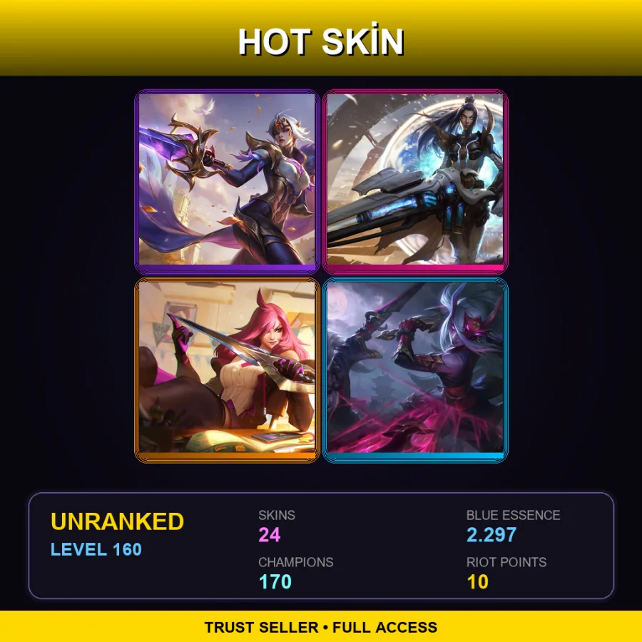 TR | Lv160 | Unranked | 24 Skin | 170 Champ — LoL account