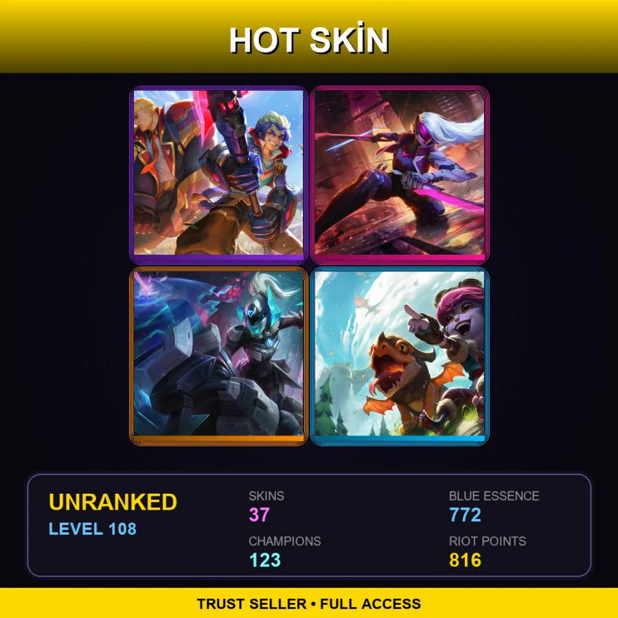 EUW | Lv108 | Unranked | 37 Skin | 123 Champ