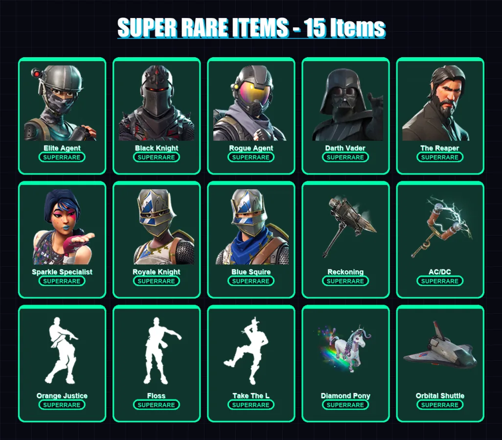 [PC/XBOX/PSN] | Elite Agent | Black Knight | Rogue Agent | Darth Vader | The Reaper | 100 skin | 105 pickaxe | 79 emote | 85 glider | Lv1050