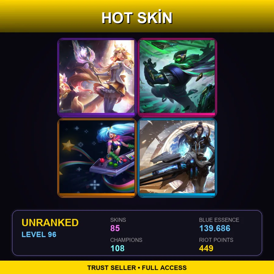 NA | Lv96 | Unranked | 85 Skin | 108 Champ