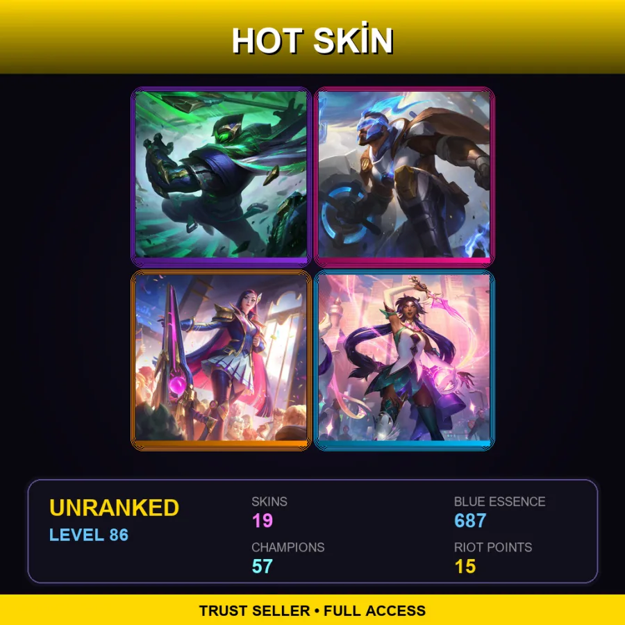 SG | Lv86 | Unranked | 19 Skin | 57 Champ — LoL account