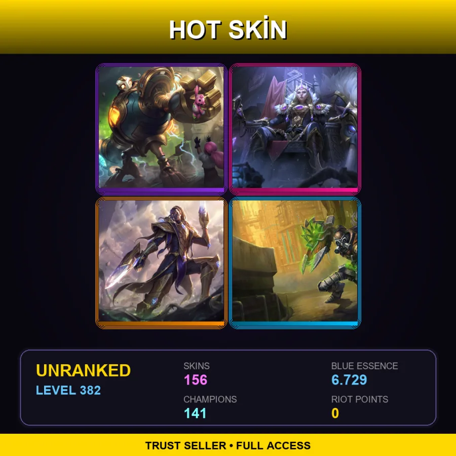 SG | Victorious Blitzcrank | Victorious Sejuani | Victorious Lucian | Hextech Singed | 156 Skin | 141 Champ | Lv382