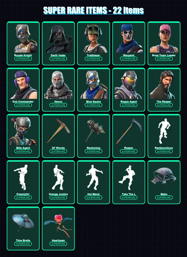 [PC/PSN] | Royale Knight | Darth Vader | Trailblazer | Warpaint | Rose Team Leader | 288 skin | 216 pickaxe | 208 emote | 205 glider | Lv2751