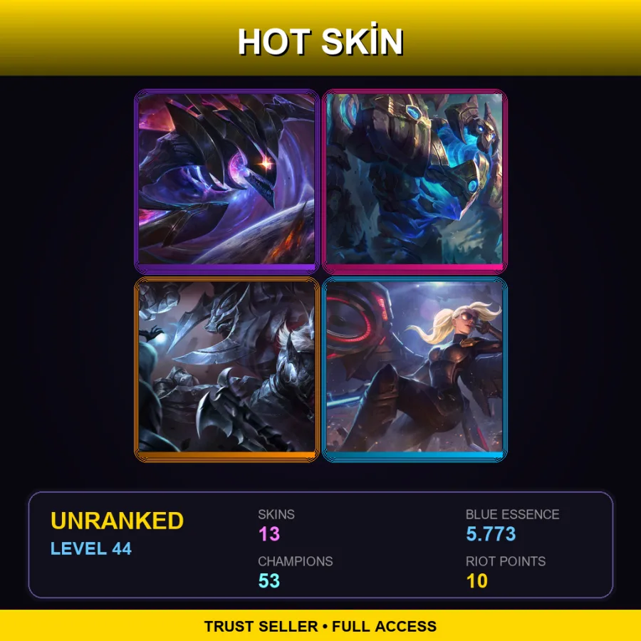 TR | Lv44 | Unranked | 13 Skin | 53 Champ