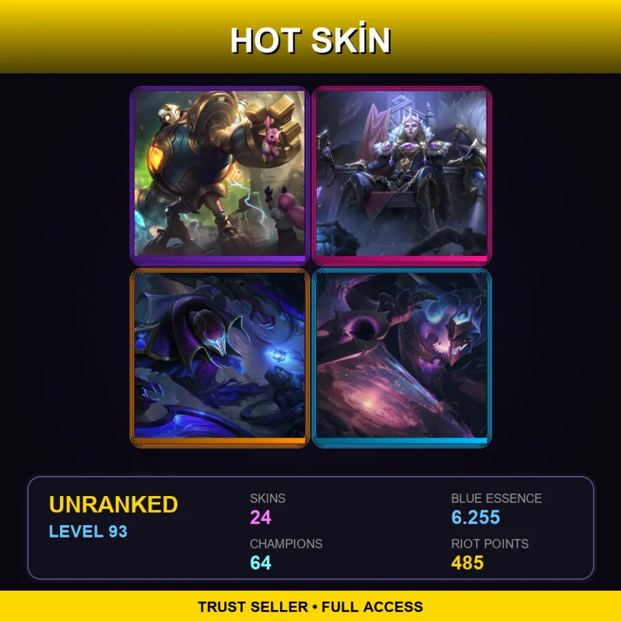 EUNE | Lv93 | Unranked | 24 Skin | 64 Champ — Blast Zone Heimerdinger