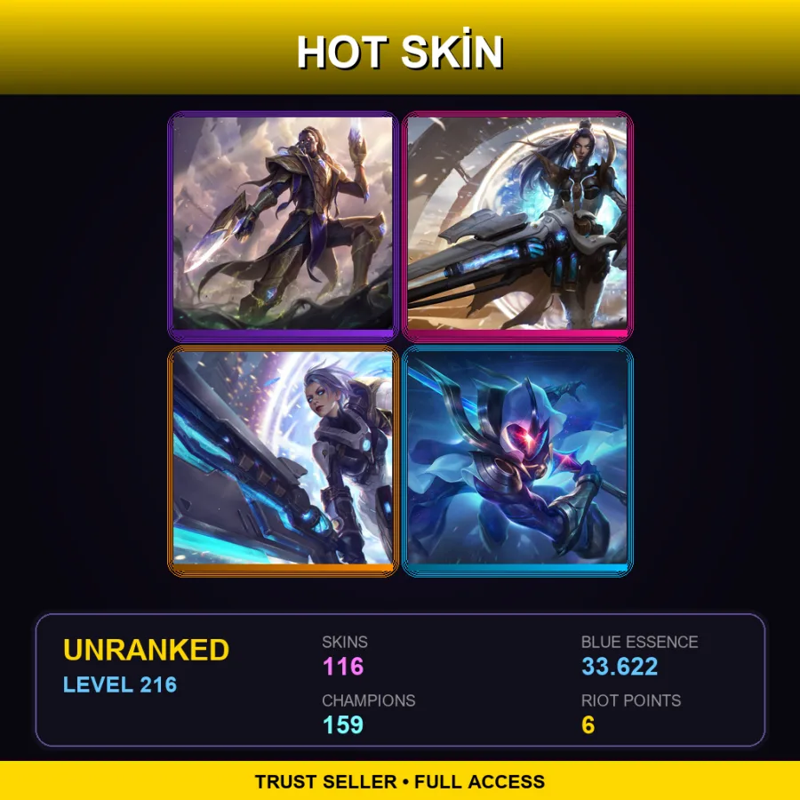 SG | Lv216 | Unranked | 116 Skin | 159 Champ