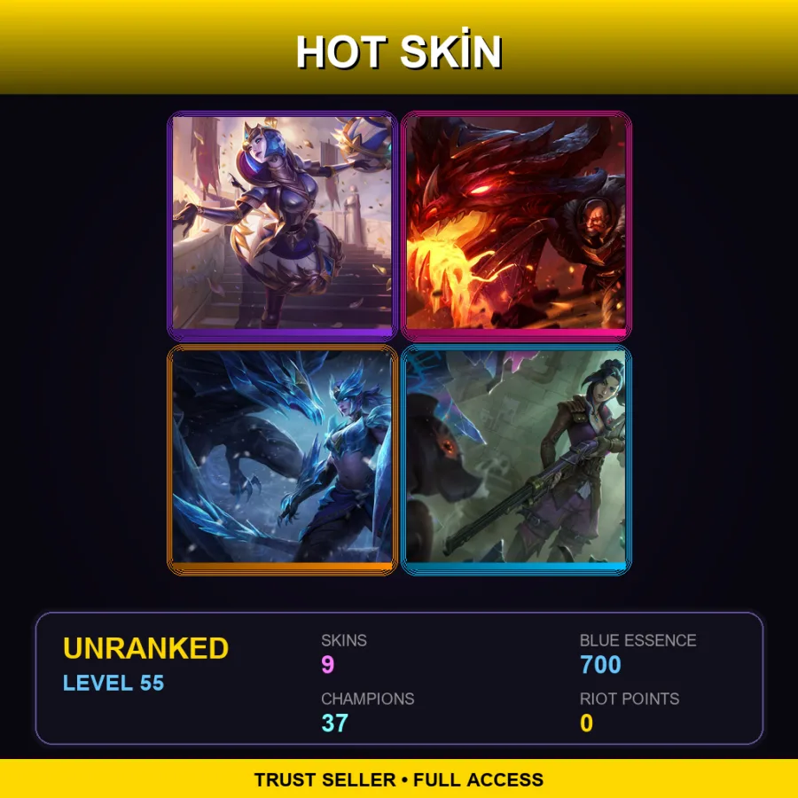 TR | Lv55 | Unranked | 9 Skin | 37 Champ — LoL account