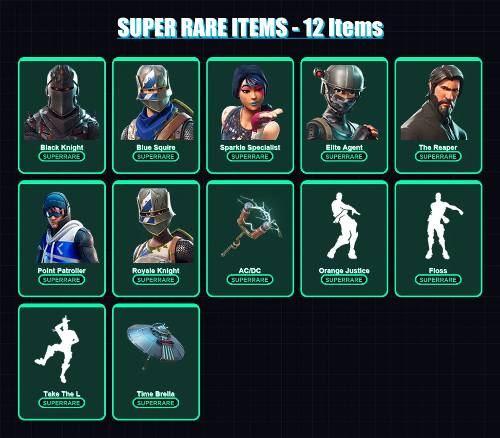 [PC/XBOX] | Black Knight | Blue Squire | Sparkle Specialist | Elite Agent | The Reaper | 42 skin | 49 pickaxe | 48 emote | 59 glider | Lv855