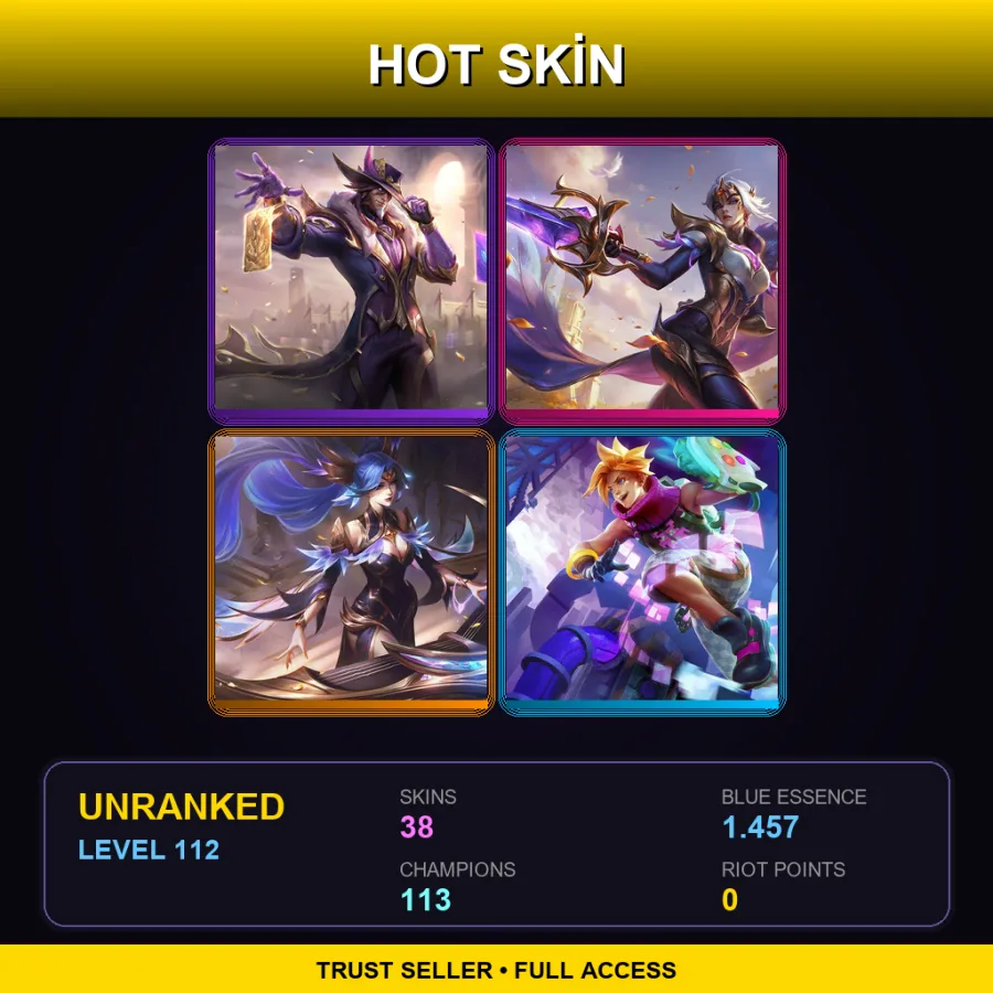 LAN | Lv112 | Unranked | 38 Skin | 113 Champ — LoL account
