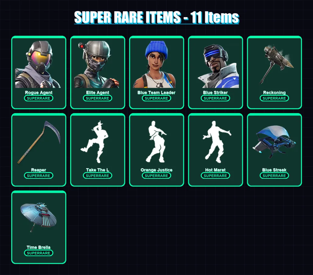 [PC/XBOX] | Rogue Agent | Elite Agent | Blue Team Leader | Blue Striker | Hybrid | 137 skin | 121 pickaxe | 166 emote | 109 glider | Lv2418