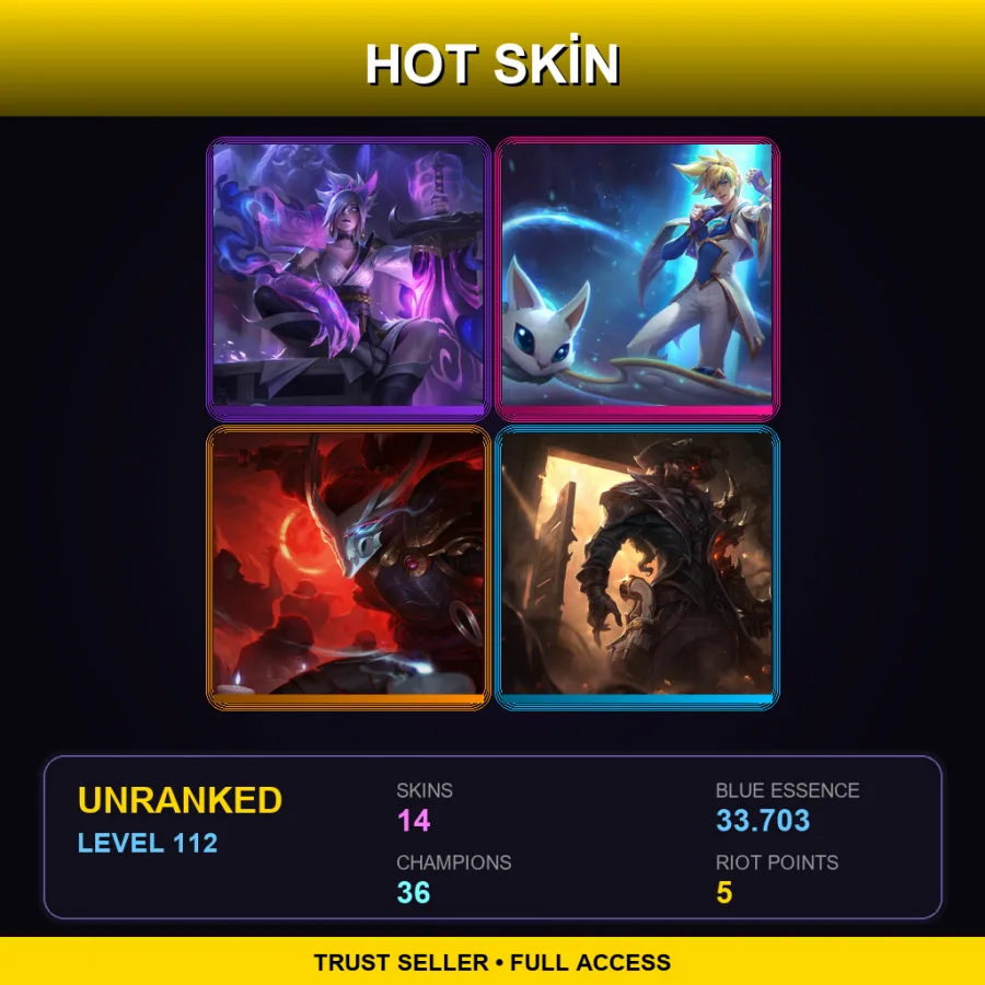LAN | Lv112 | Unranked | 14 Skin | 36 Champ — LoL account