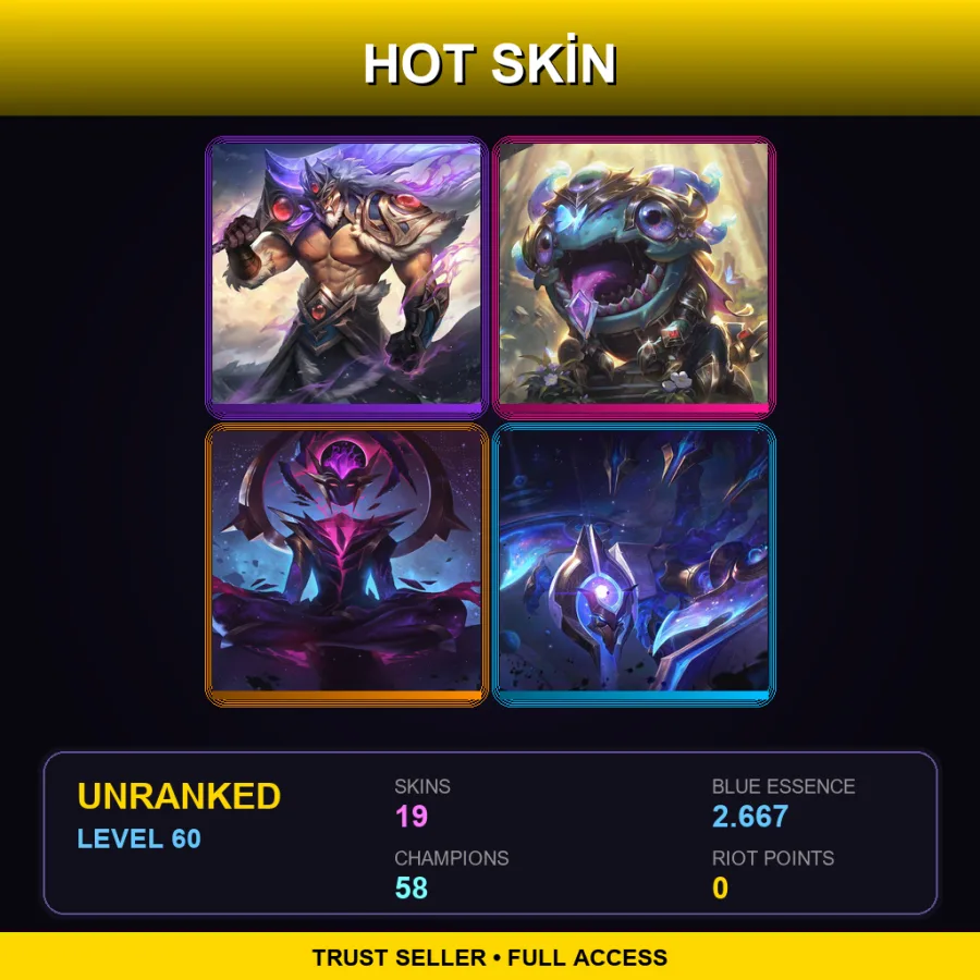VN | Lv60 | Unranked | 19 Skin | 58 Champ