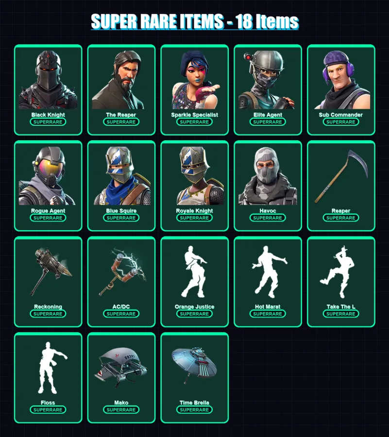 [PC/PSN] | Black Knight | The Reaper | Sparkle Specialist | Elite Agent | Sub Commander | 180 skin | 192 pickaxe | 160 emote | 147 glider | Lv2155