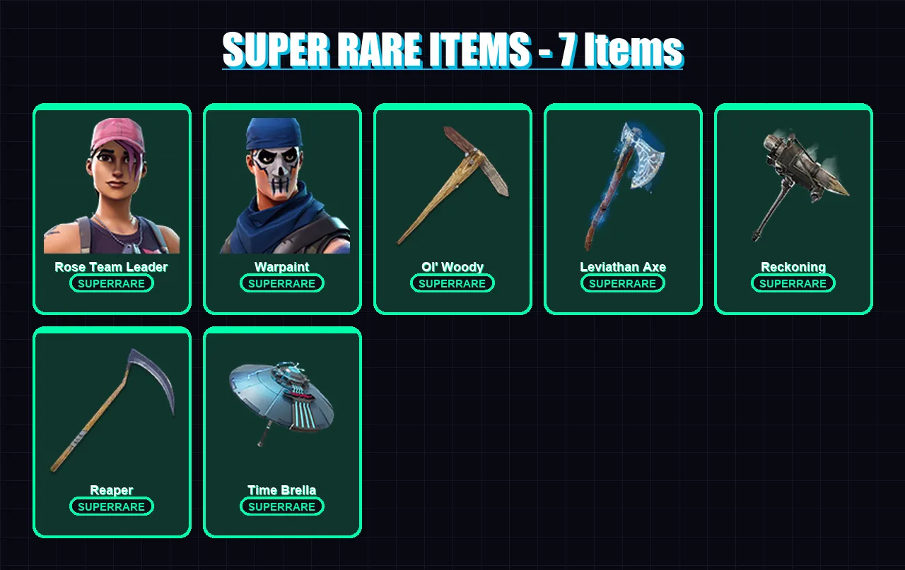 [SWITCH/XBOX/PSN/PC] | Rose Team Leader | Warpaint | Fusion | Calamity | Menace | 171 skin | 170 pickaxe | 154 emote | 136 glider | Lv1828