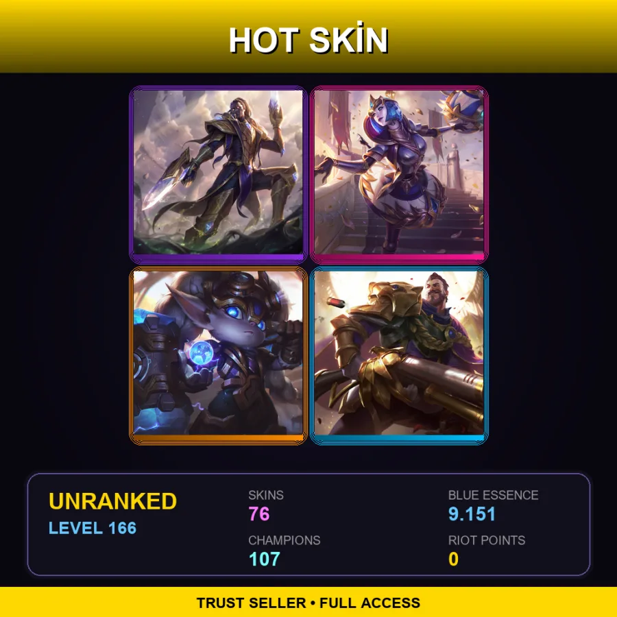 SG | Lv166 | Unranked | 76 Skin | 107 Champ
