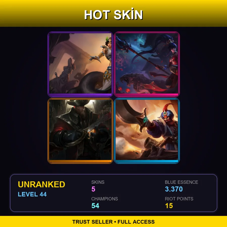 EUNE | Lv44 | Unranked | 5 Skin | 54 Champ