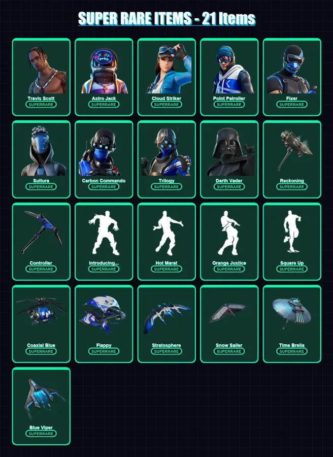 [PC/XBOX/PSN] | Travis Scott | Astro Jack | Omega | Midas | Cloud Striker | 300 skin | 318 pickaxe | 289 emote | 267 glider | Lv4012