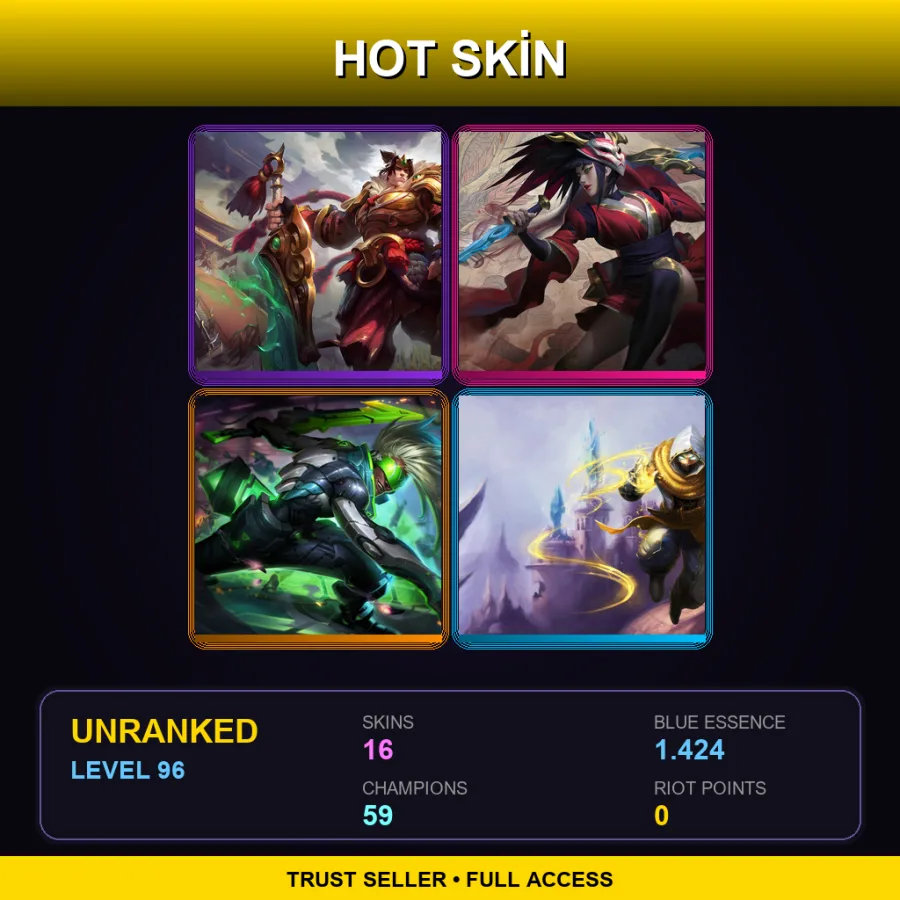 EUNE | Lv96 | Unranked | 16 Skin | 59 Champ