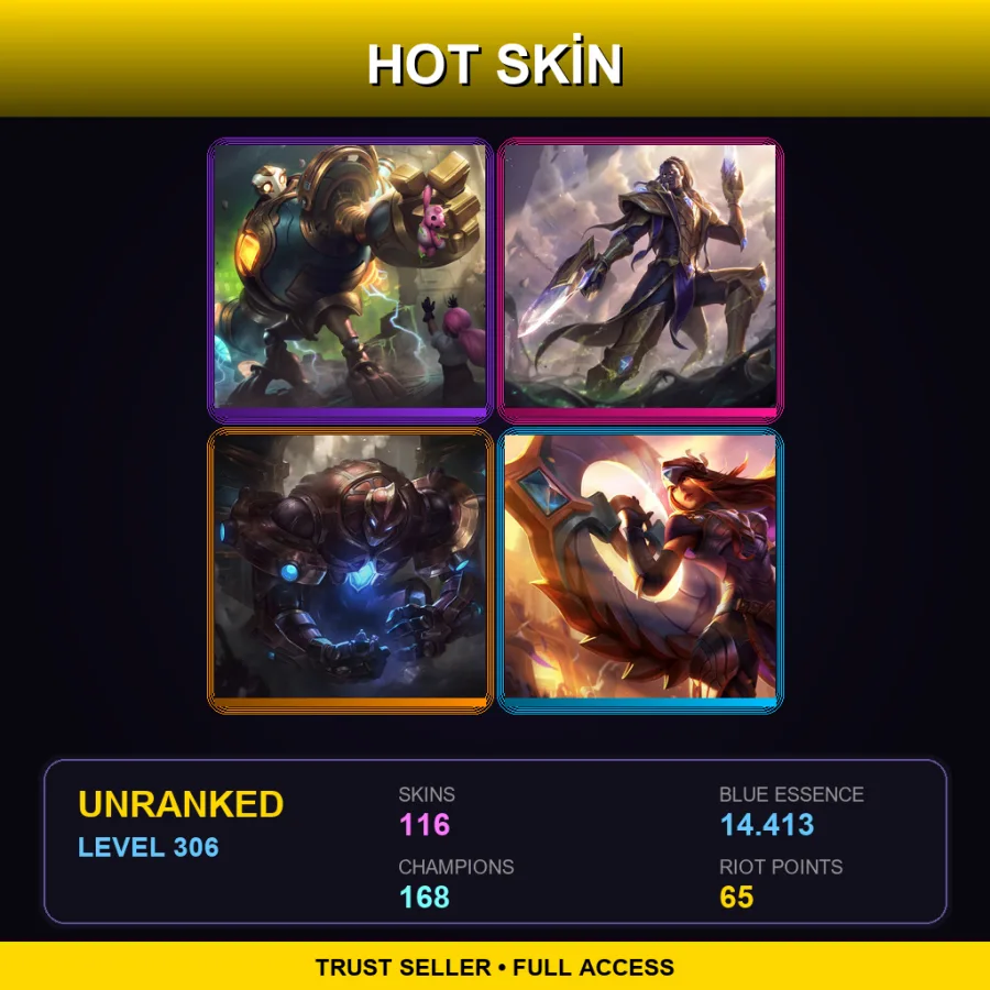 LAS | Lv306 | Unranked | 116 Skin | 168 Champ