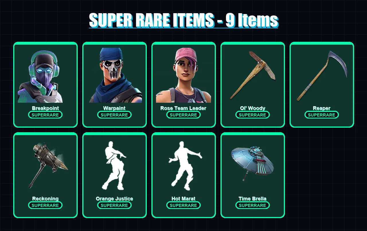 [PC/XBOX/PSN] | Breakpoint | Warpaint | Rose Team Leader | Zenith | The Scientist | 109 skin | 95 pickaxe | 98 emote | 86 glider | Lv1211