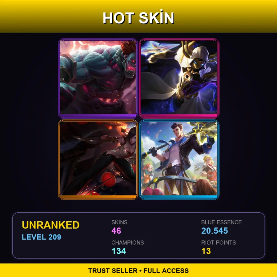 EUNE | Lv209 | Unranked | 46 Skin | 134 Champ — Hextech Sion
